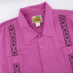 Vintage Genuine Haband Guayabera Button Down Shirt Snap Button Purple Mens XXL